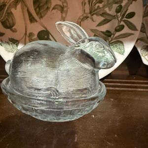 Glass Rabbit Trinket Dish